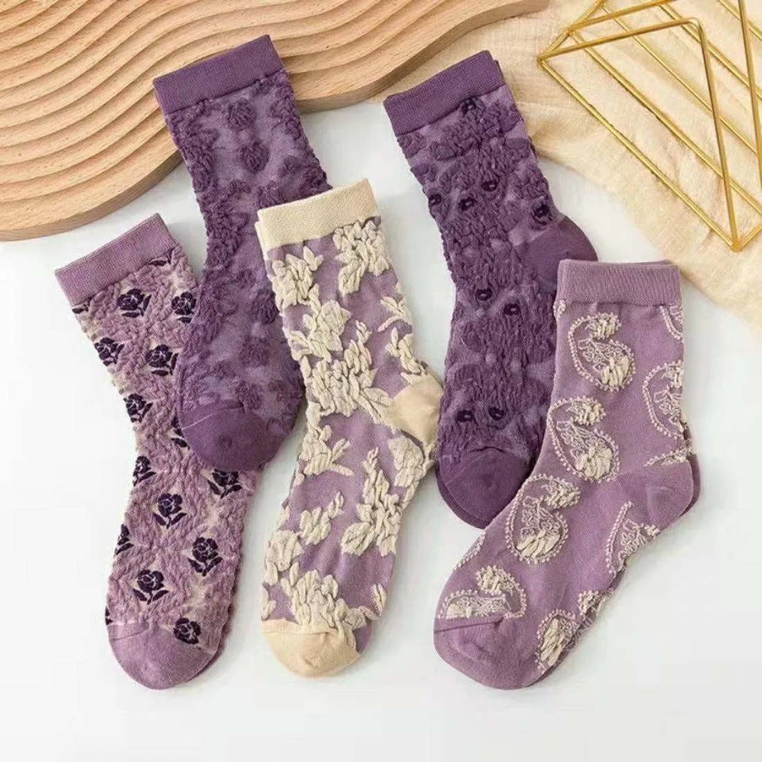 Purple Embossed Women's Socks