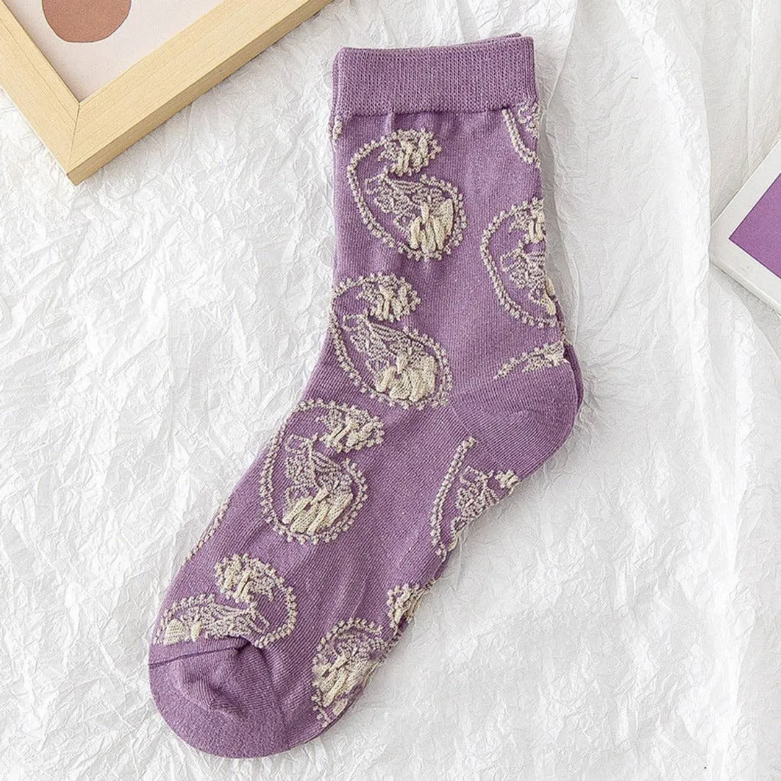 Purple Embossed Women's Socks