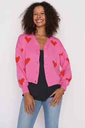 Queen of Hearts Pink & Red Cardi