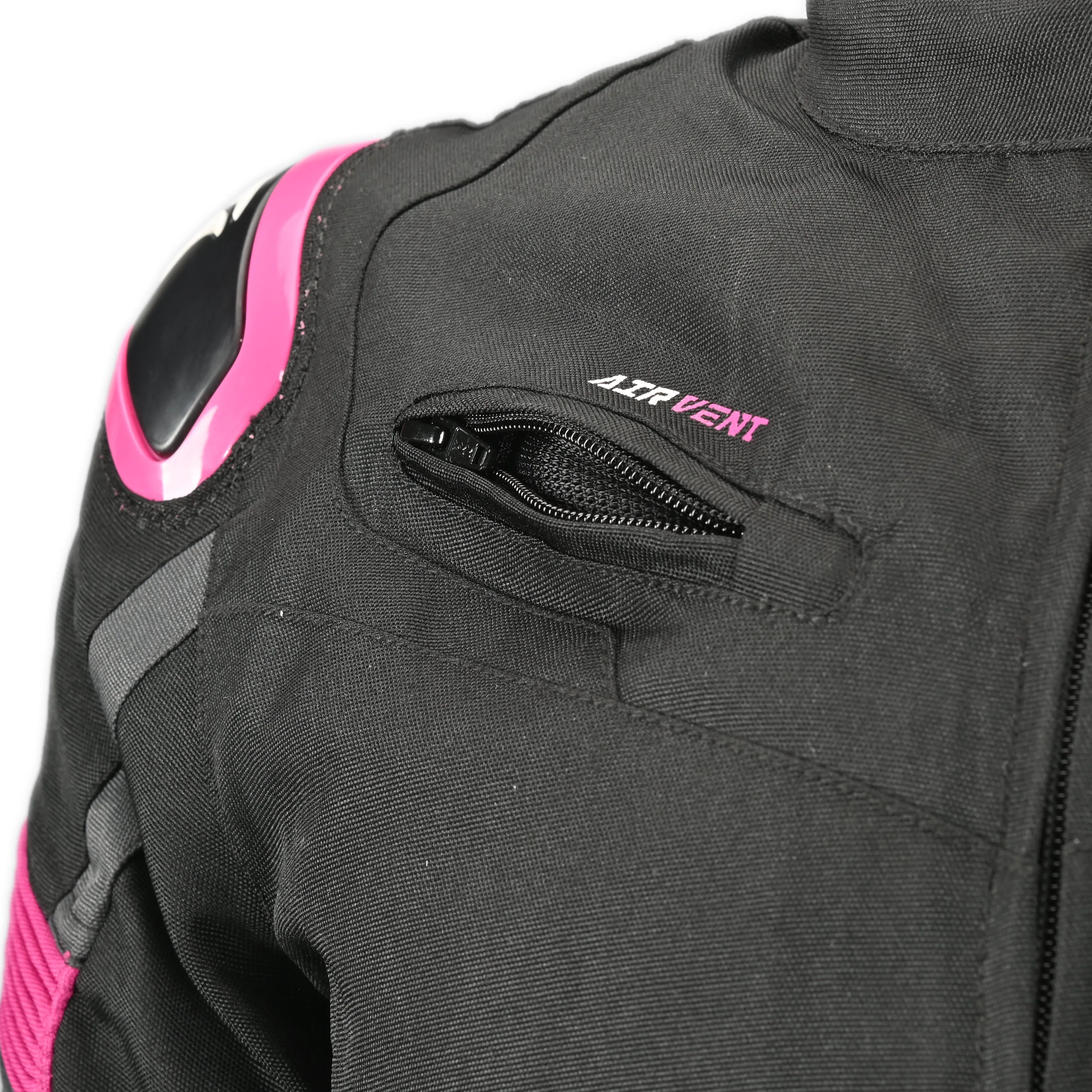 R-Tech Knight Rider Lady Short - Motorcycle Racing Jacket - Black Dark Grey Fuschia