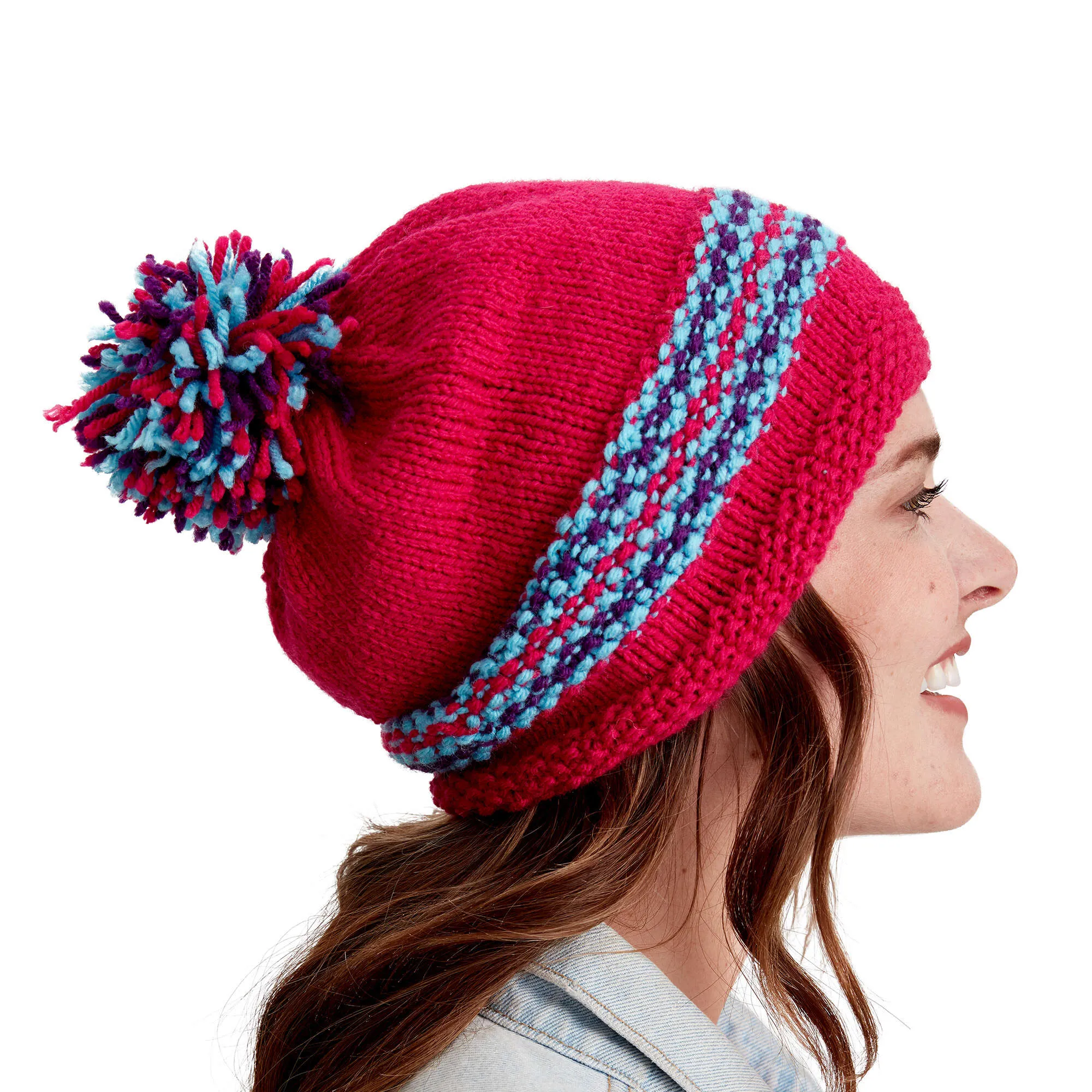 Red Heart Rainbow Knit Hat