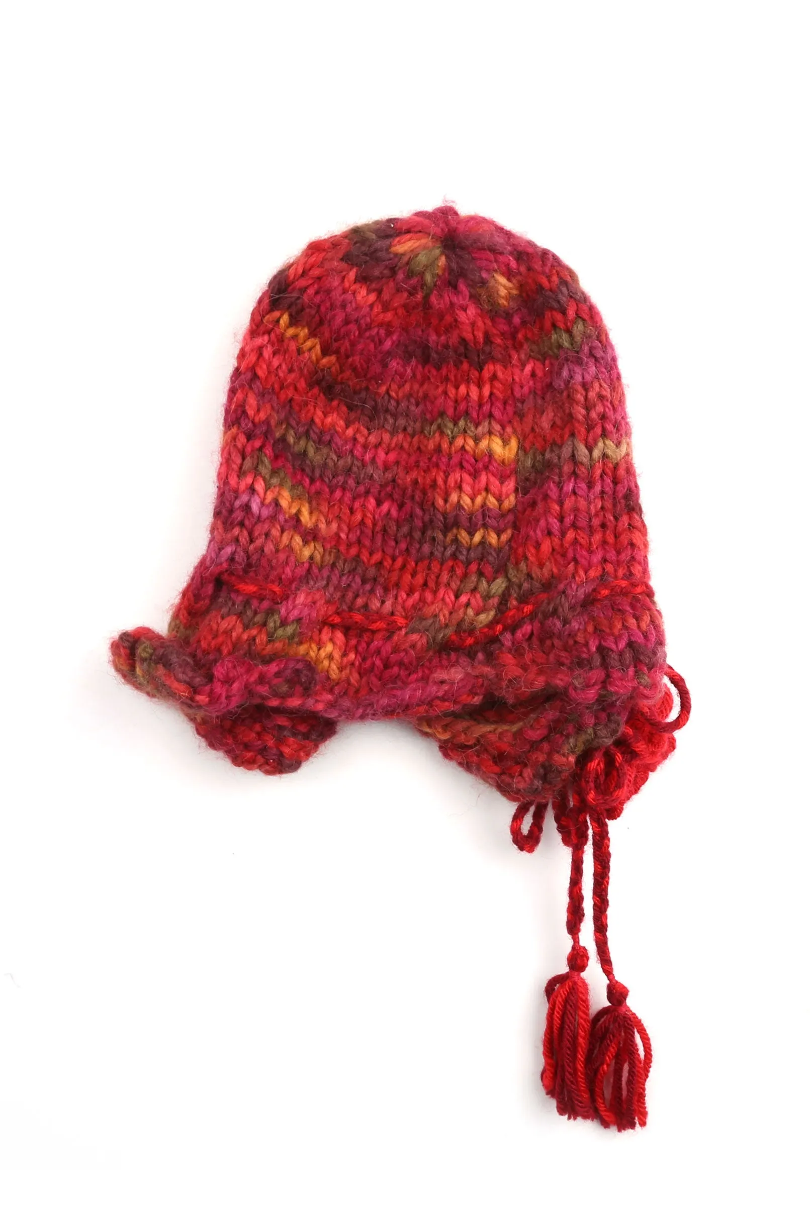 Red Multi Knit Flower Hat