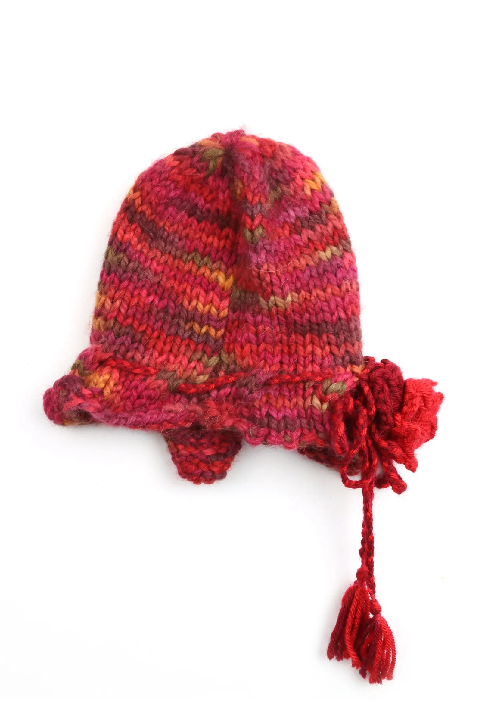 Red Multi Knit Flower Hat