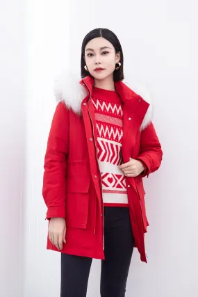 Red Windbreaker Winter Down Jacket