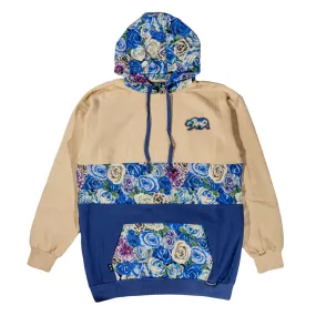 Removable Bear Blue Flowers Tall Pullover Hoodie