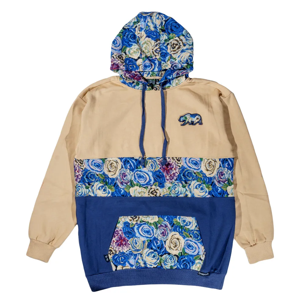 Removable Bear Blue Flowers Tall Pullover Hoodie