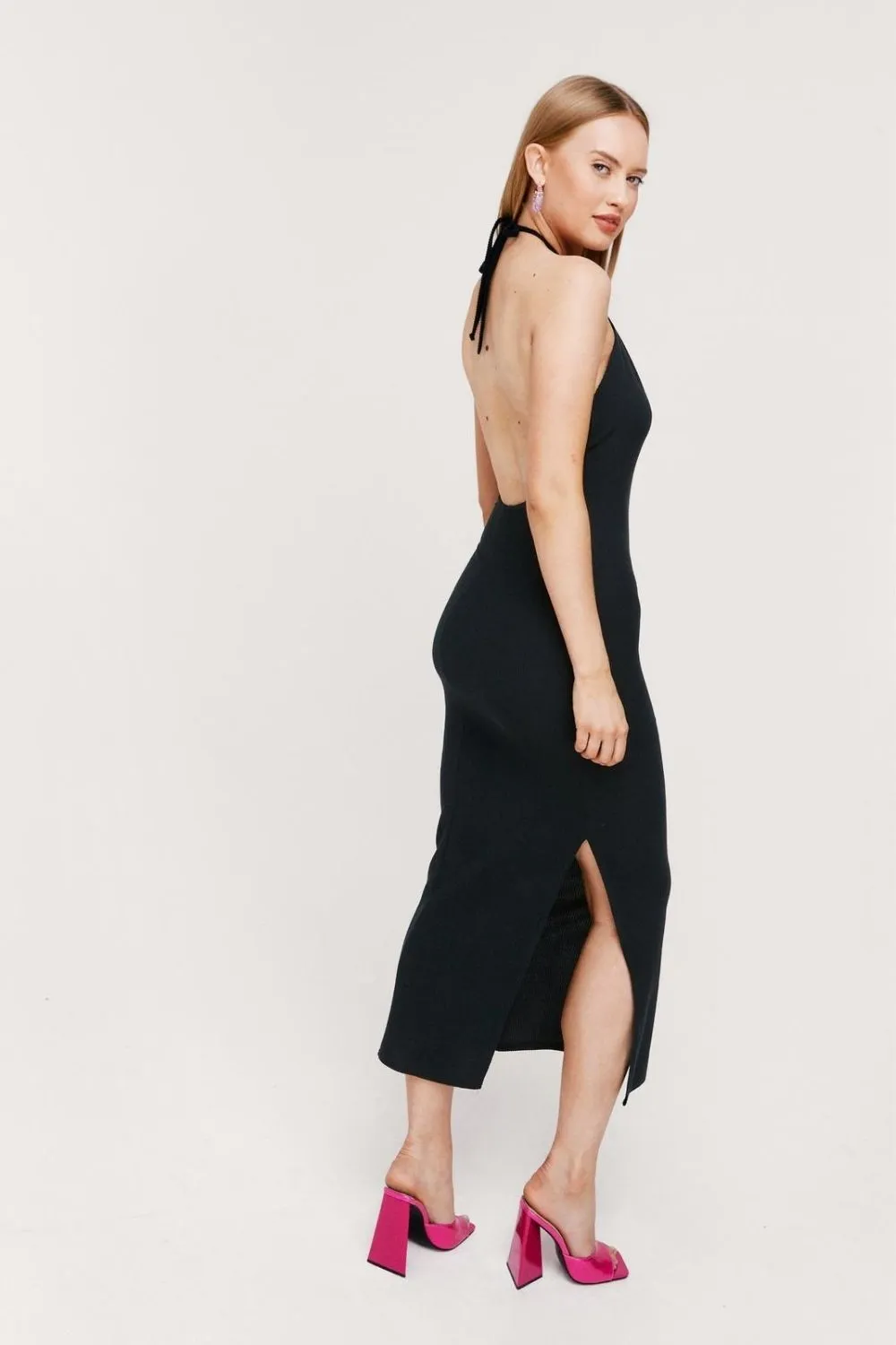 Rib Halterneck Maxi Dress