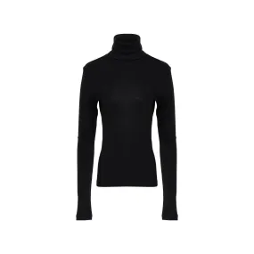 Rib Turtleneck in Black