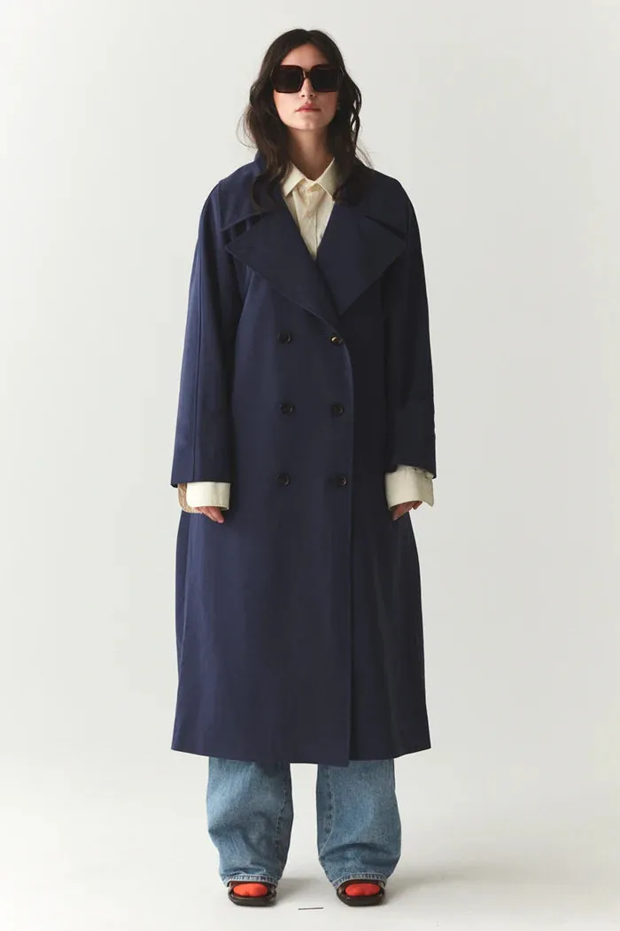 Roomy trench Blue