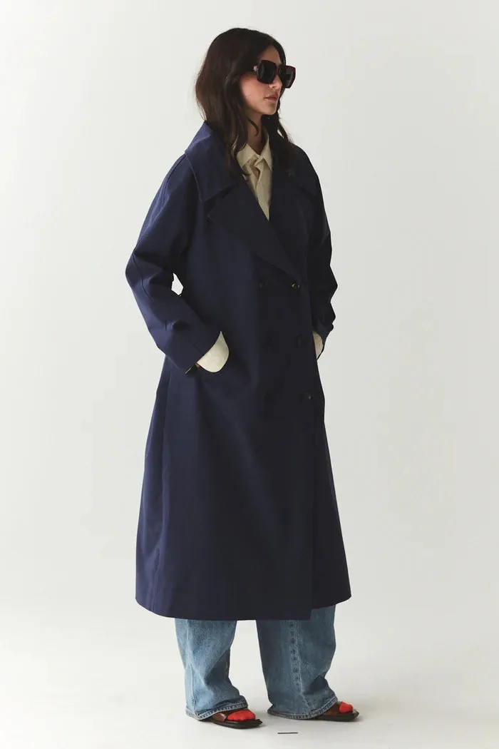 Roomy trench Blue