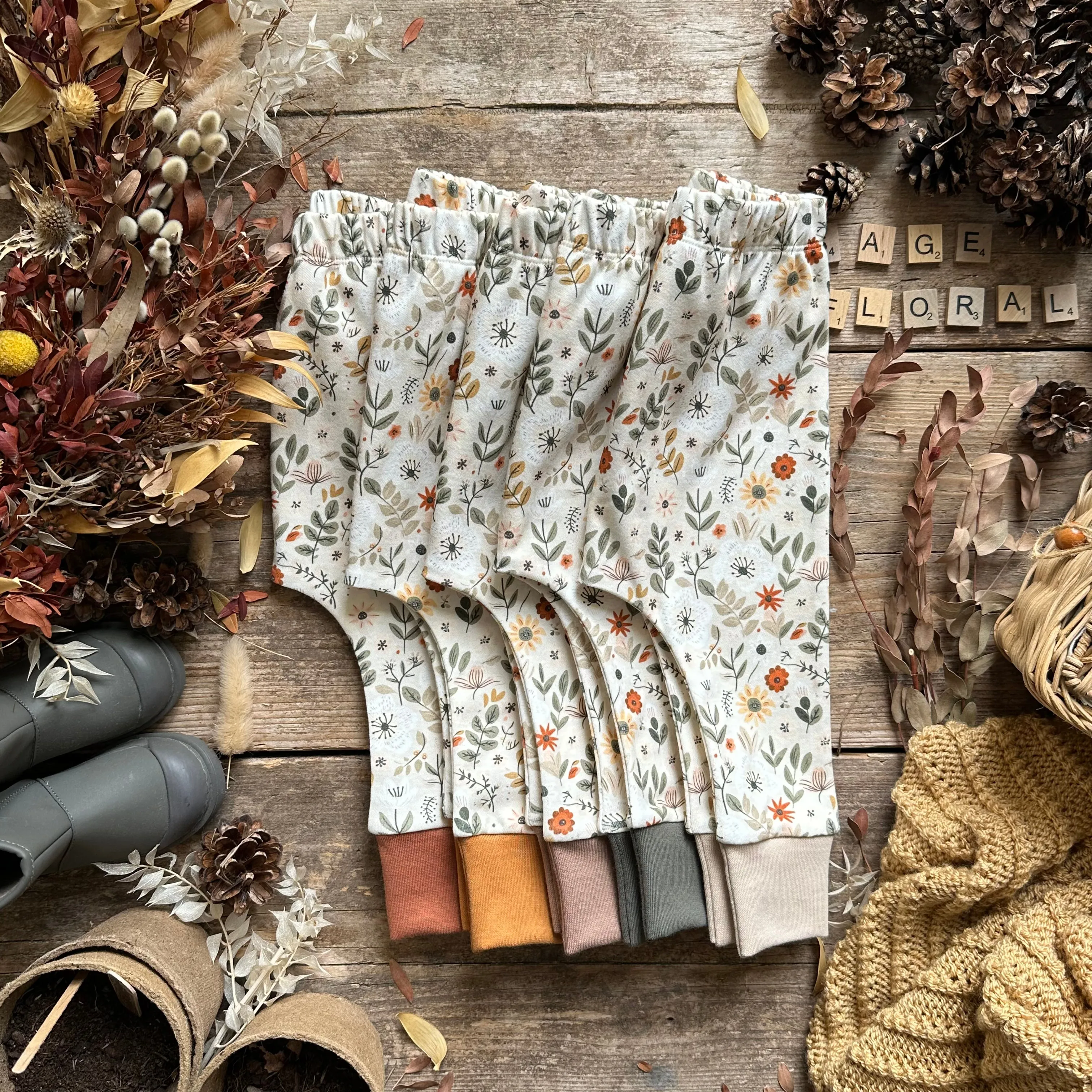 Sage Floral Harem Leggings