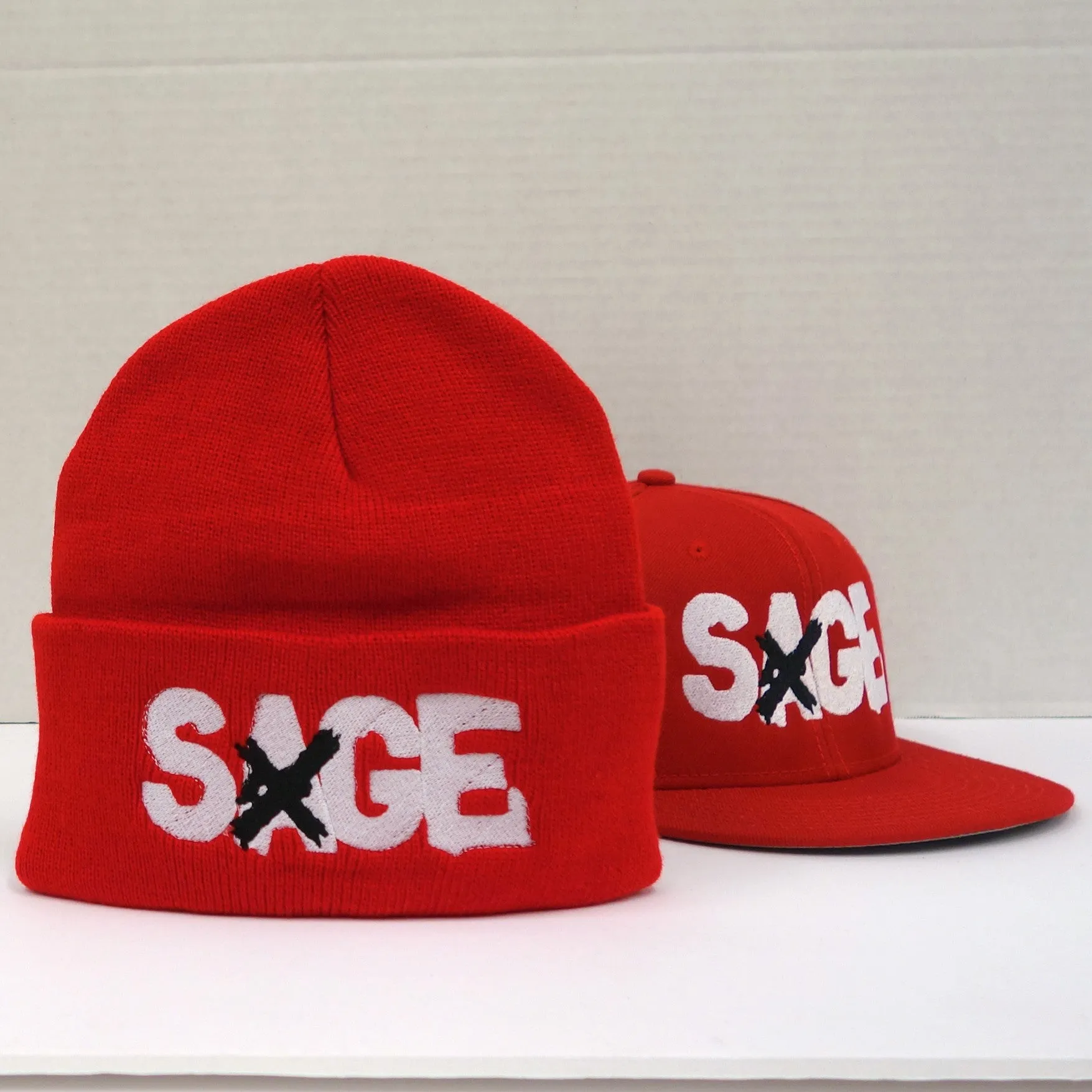 SAGE FRANCIS 'A Healthy Distrust' RED Snapback Knit Hat 2-PACK