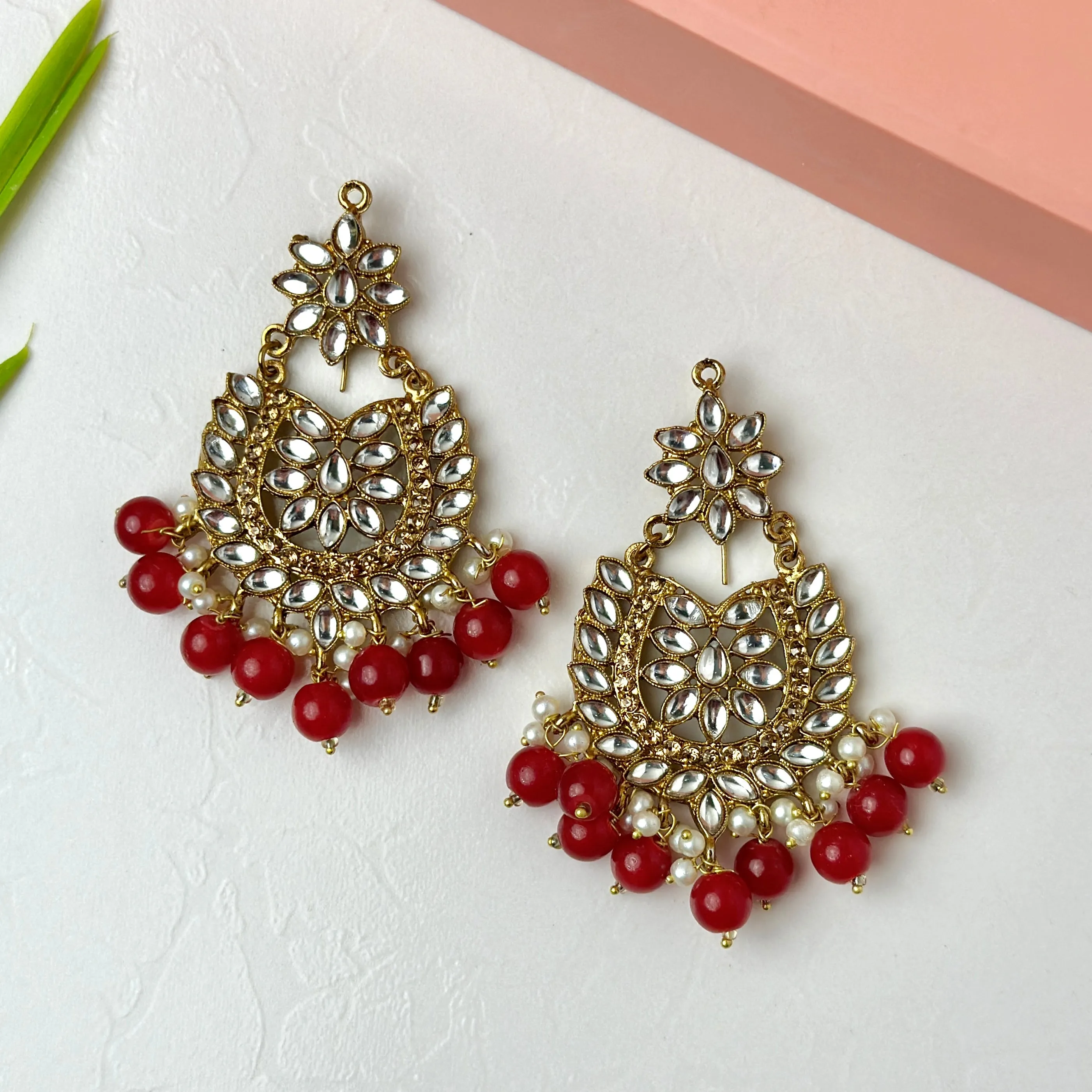 Sameera Earrings/Teeka Set (Red)