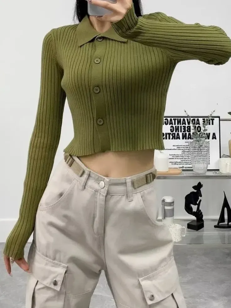 SGW Thermal V-Neck Knit Shirt - Olive Green