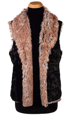 Shawl Collar Vest, Reversible less pockets - Cuddly Faux Fur with Red Fox