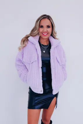 Sheridan Faux Fur Cropped Jacket - Lavender