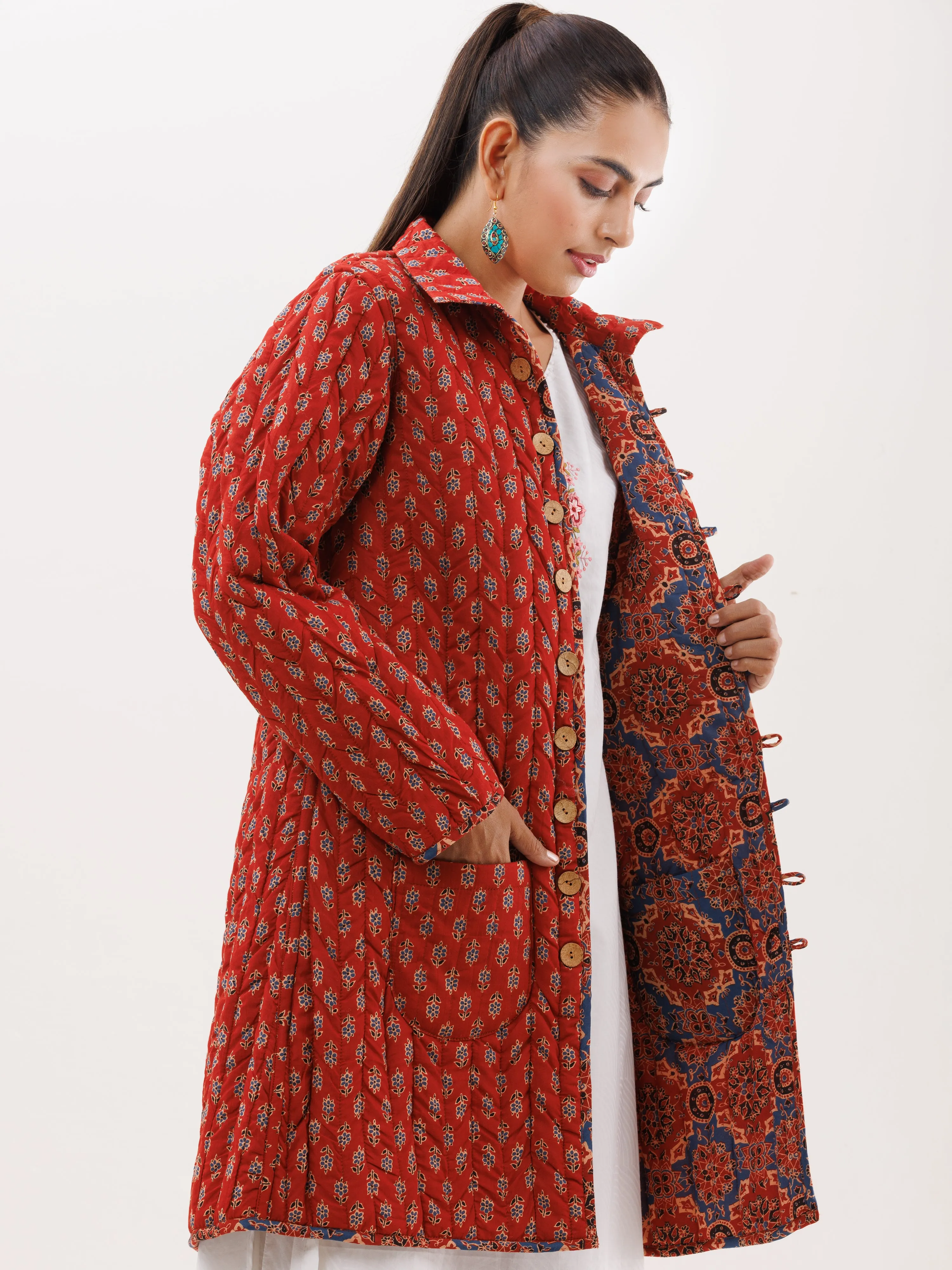 Shishir Mannat Ajrakh Quilted Reversible Jacket