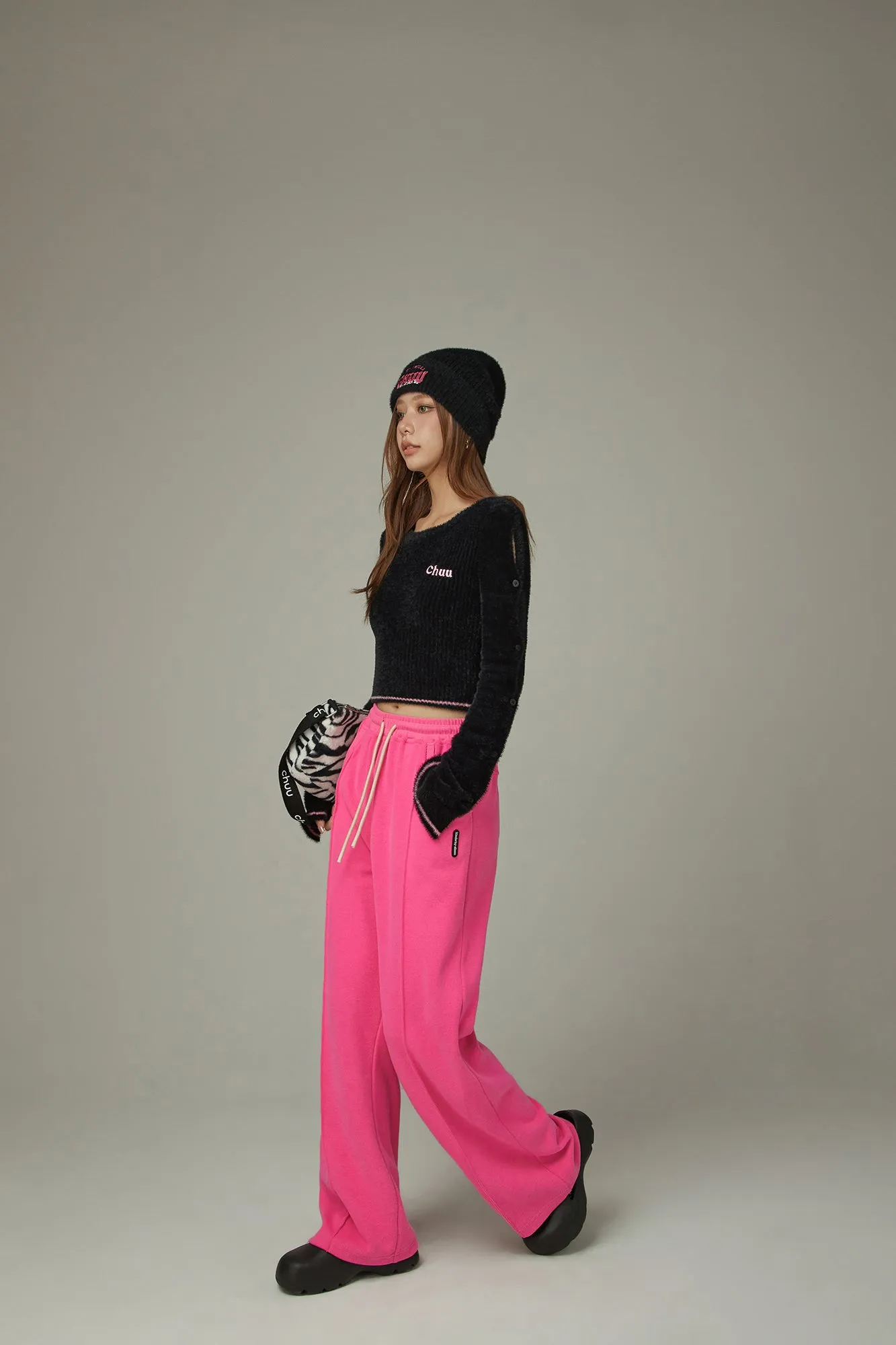 Slit Sleeves Button Crop Knit Sweater