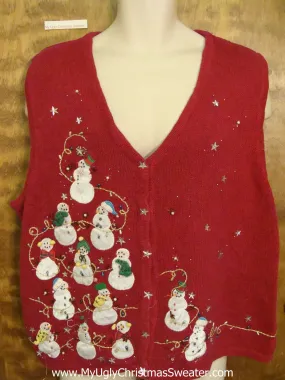 Snowman Pyramid Corny Christmas Sweater Vest