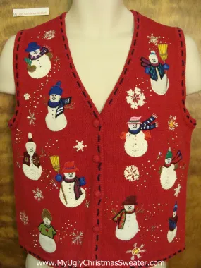 Snowman Reunion Corny Christmas Sweater Vest