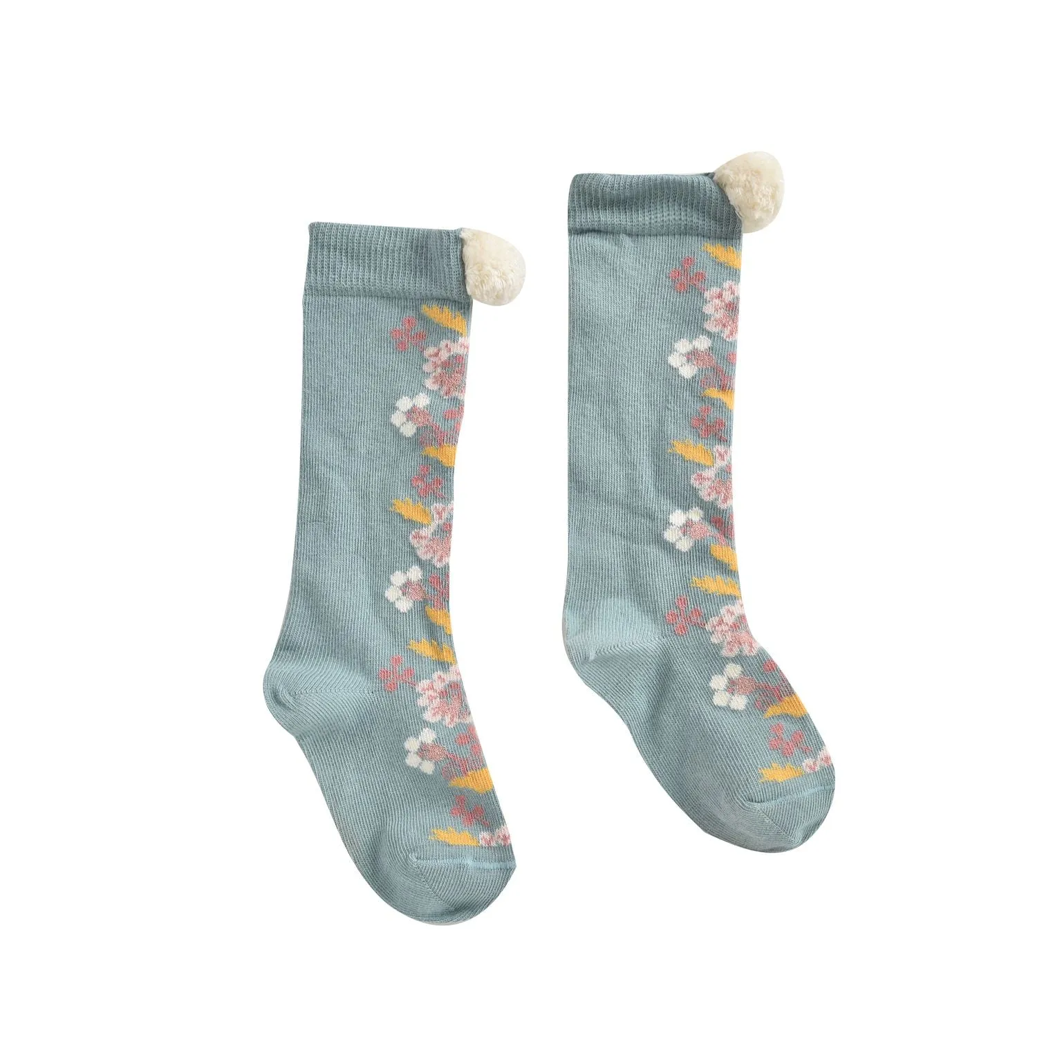 SOCKS CHELIE FLOWERS JACQUARD - MINERAL BLUE