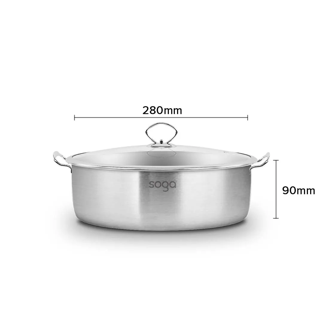 SOGA Stainless Steel 28cm Casserole With Lid Induction Cookware