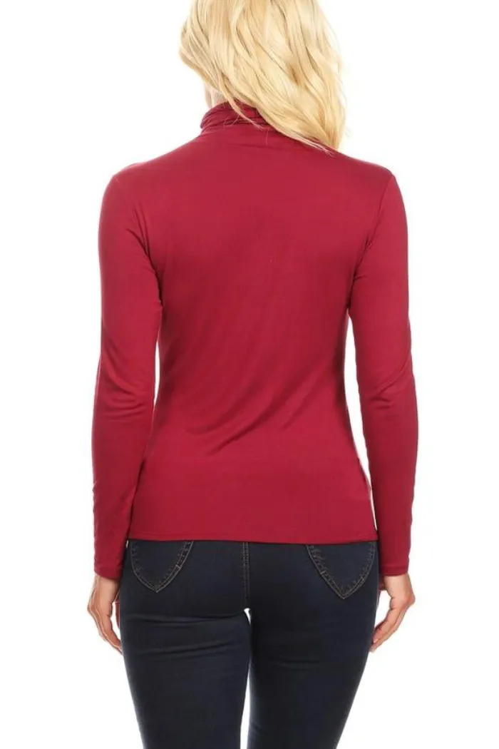 Solid Color Lightweight Mock Neck Turtleneck Sweater Top