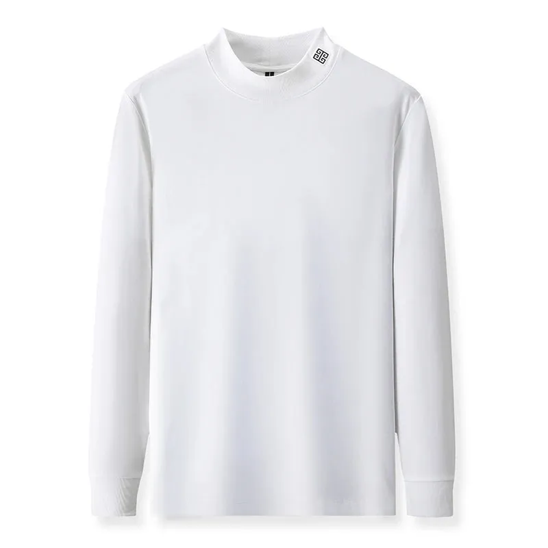 Solid Embroidery Neck Long Sleeved T-Shirt