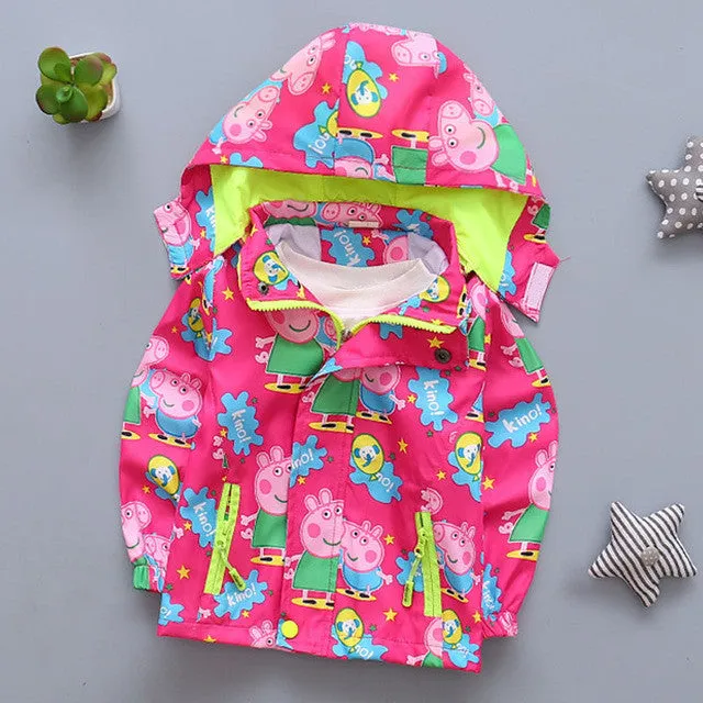 Spring children's clothes boy girl pink pig Hooded jackets windbreaker kids clothes trench coat girl costume long sleeve hooded