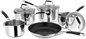 Stellar Induction Stainless Steel Set of 5 Milk Pan, Draining Saucepans, Frypan