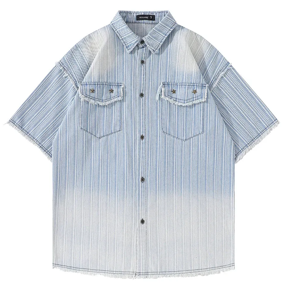 Striped Denim Button Up Shirt