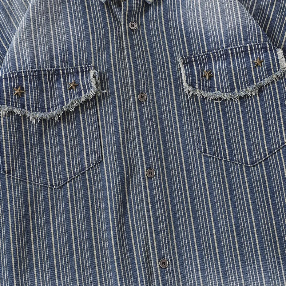 Striped Denim Button Up Shirt