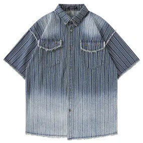 Striped Denim Button Up Shirt