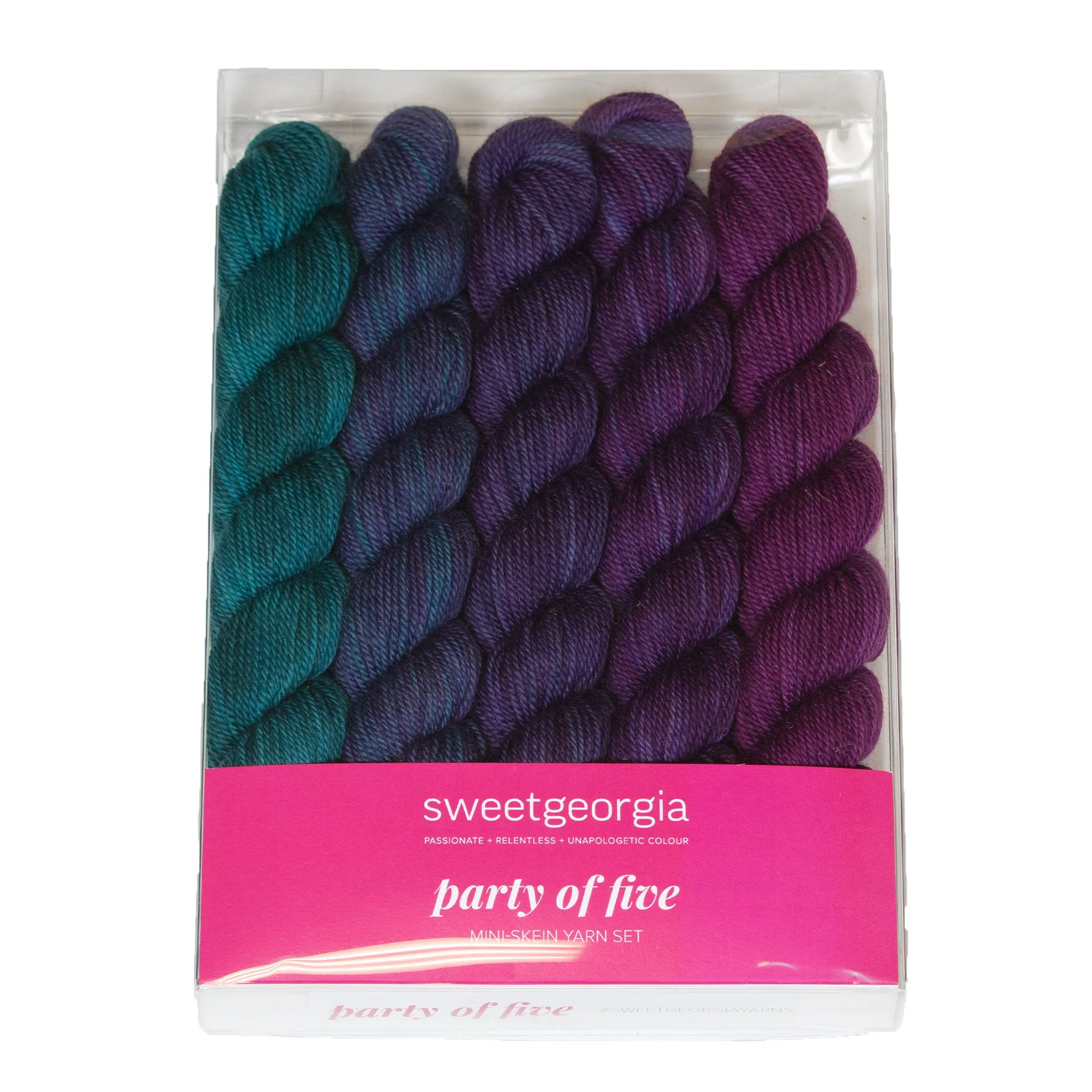 SweetGeorgia Tough Love Sock Party of Five Mini-Skein Set Yarn - Tanzanite