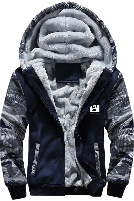 Teen Hoodie  Pattern Thick Fleece Camouflage Winter Hoodie