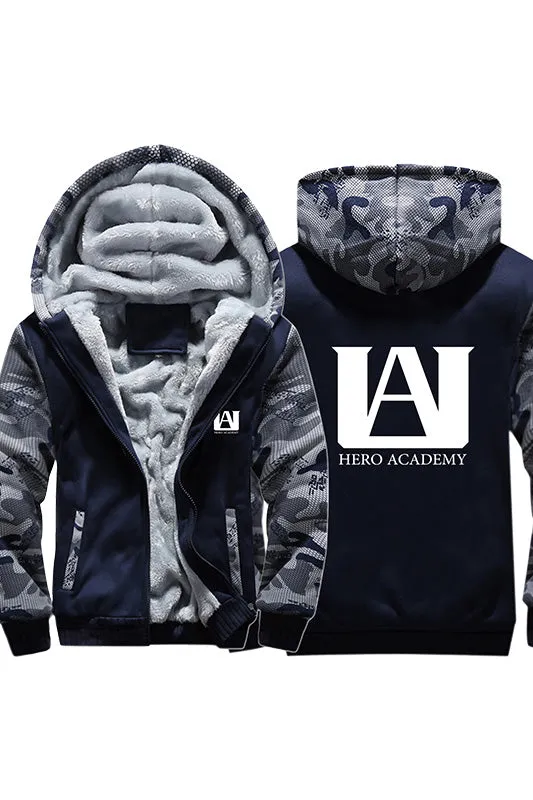 Teen Hoodie  Pattern Thick Fleece Camouflage Winter Hoodie