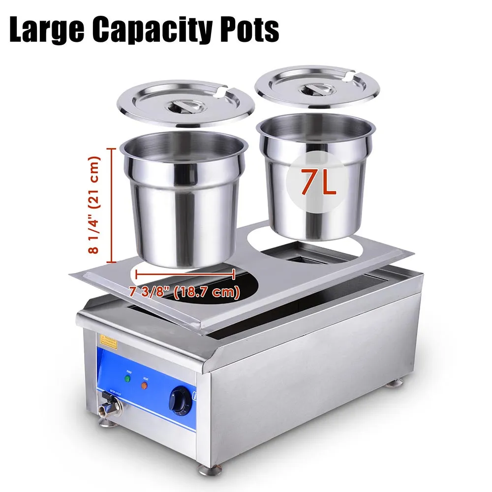 TheLAShop 14 Qt. Food Warmer for Soup Buffet Dual Pots with Drain