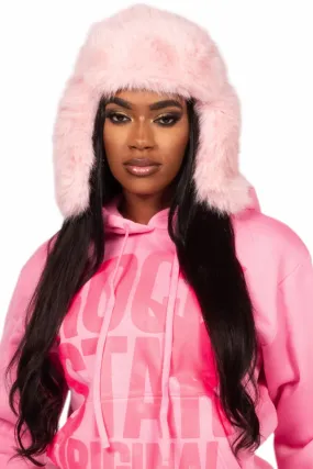 Timera Pink Faux Fur Trapper Hat