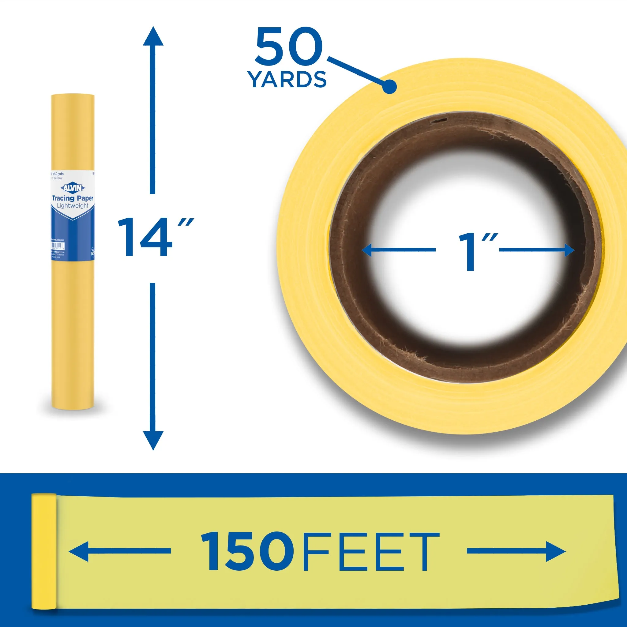 Tracing Paper Roll - Yellow, 50 Yards