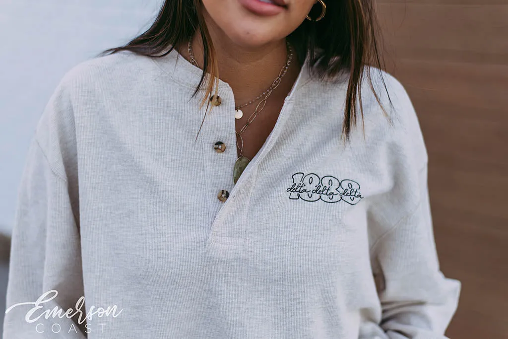 Tri Delta Spring Oatmeal Henley