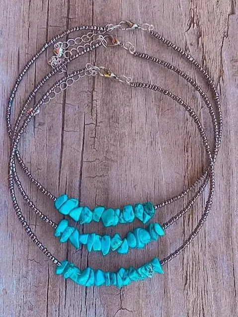 Turquoise Chips Beaded Choker