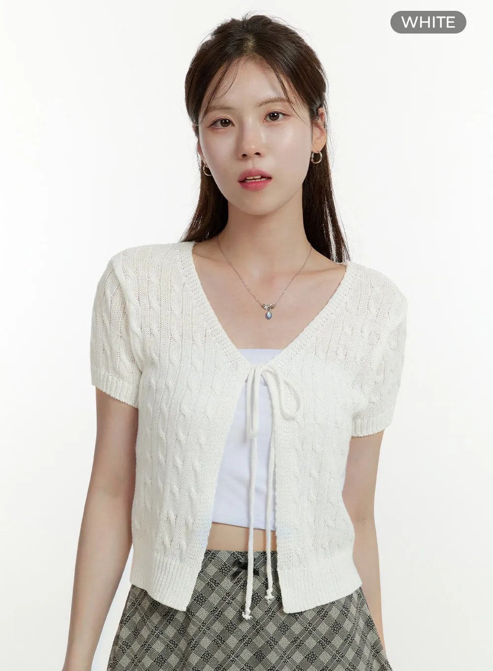 V-Neck Short Sleeve Cardigan OU427