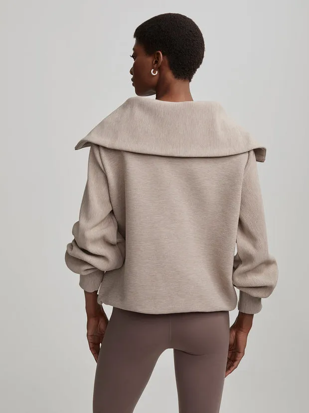 Vine Half-Zip Pullover in Taupe Marl