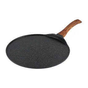 Vinod Zest Plus Aluminium Die Cast Non Stick Roti / Chapati Tawa - 31 cm | 5mm Thick | 5 Layer Coating | Scratch Proof | Wooden Finish Handle | Induction Base - 1 Year Warranty