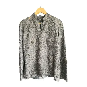 Vintage Silver Grey Embroidered Long Sleeved Jacket UK Size 16