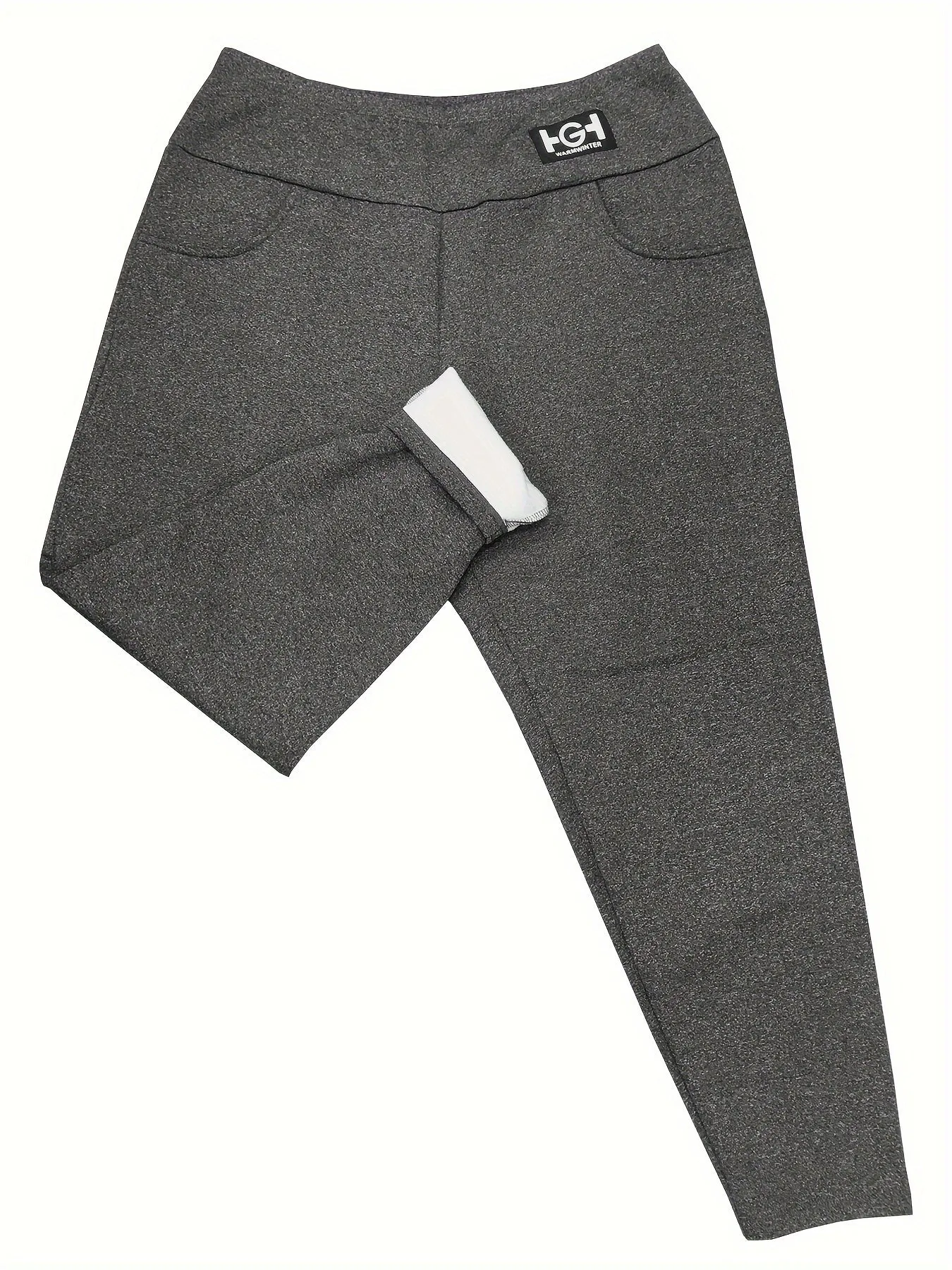 Warm & Chic Fleece-Lined High-Waist Leggings - Alphabet Pattern for Fall/Winter, Durable & Easy Maintenance