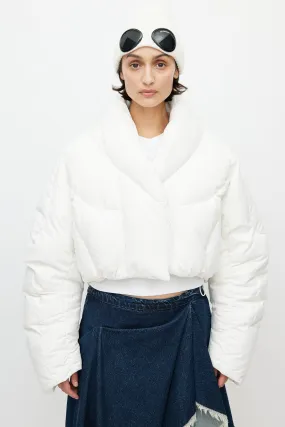 White Quilted Cropped Down Jacket