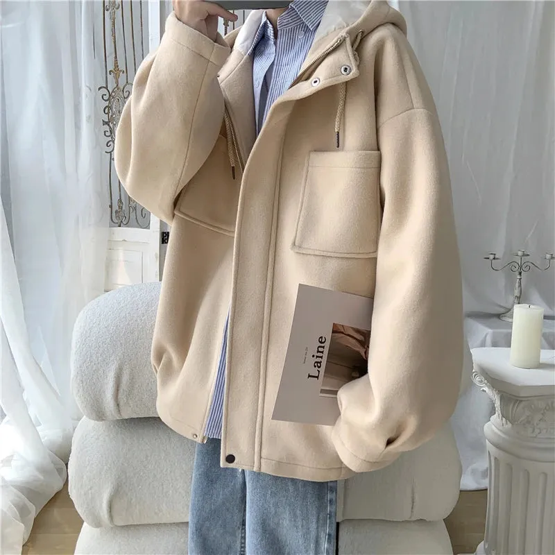 Wiaofellas Wool Blend Coat Men Winter Fashion Men's Wild Overcoat Male Keep Warm Jackets Outerwear Streetwear Business Wool Coat F37