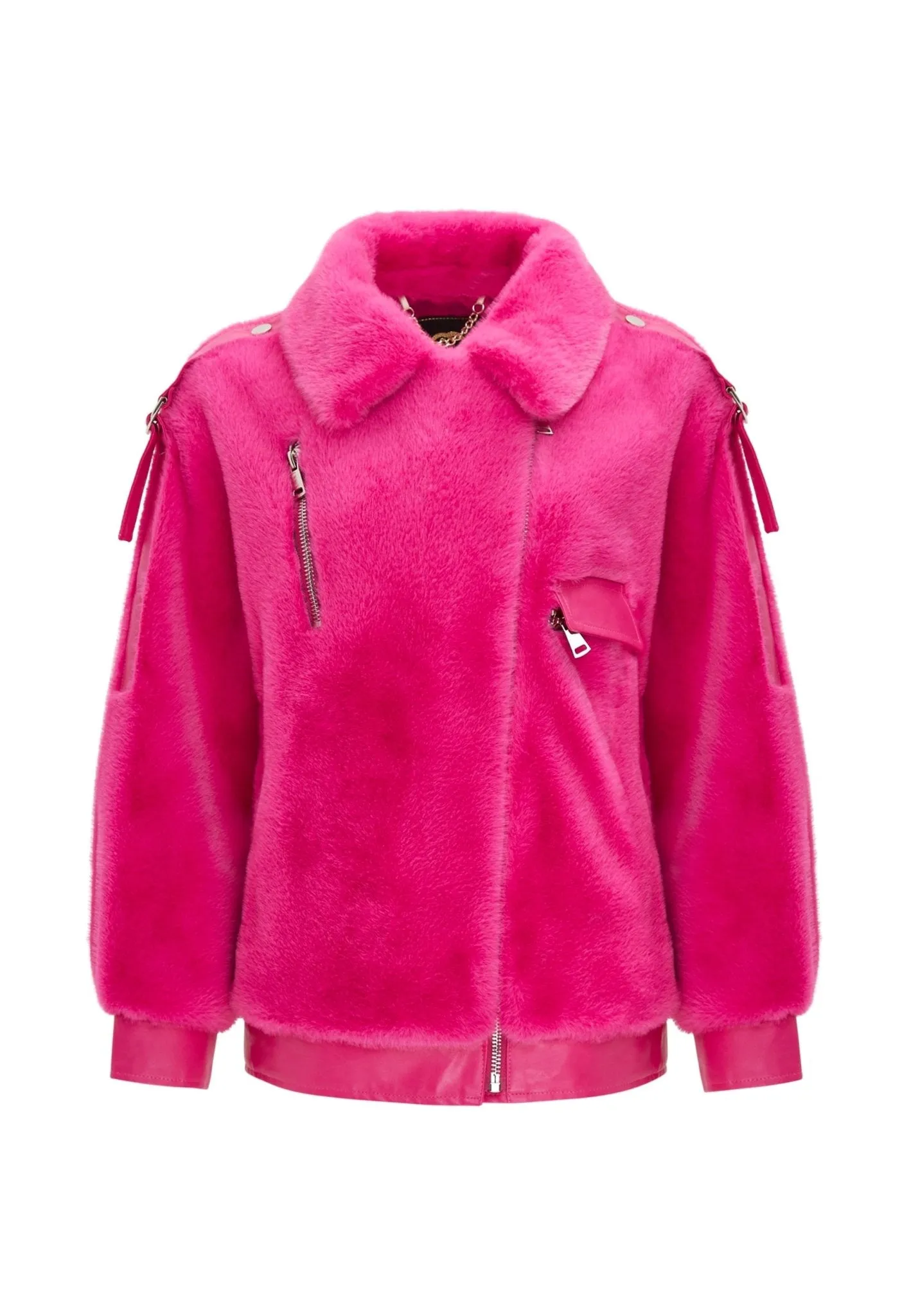 Winter Colourful Faux Fur Jacket - Pink