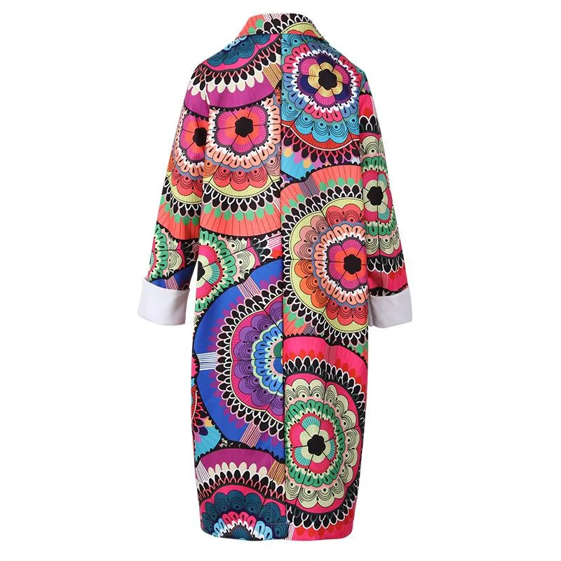 Women Print Long Outerwear for Winter